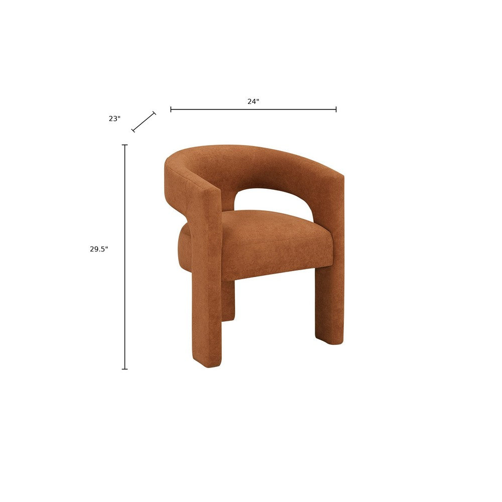 Mez Dining-Side Chair | Curved Design | Set of 2 | Orange Boucle