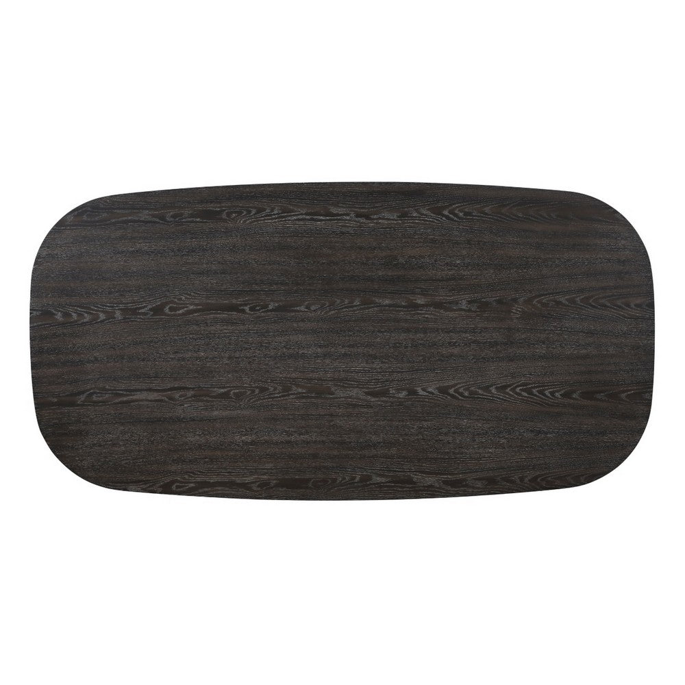 Bendy Modern Oval Dining Table | Dual Pedestal Base | Dark Brown | 82"