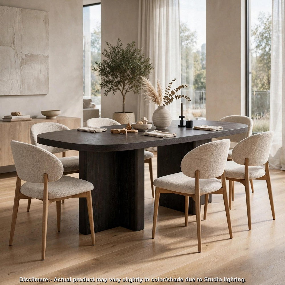 Bendy Modern Oval Dining Table | Dual Pedestal Base | Dark Brown | 82"