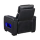 Cyrus Power Recliner | Heat Massage, USB Ports, LED | Black Leather