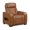 Cyrus Power Recliner |Heat Massage, USB Ports, LED | Brown Leather