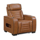 Cyrus Power Recliner |Heat Massage, USB Ports, LED | Brown Leather