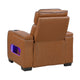Cyrus Power Recliner |Heat Massage, USB Ports, LED | Brown Leather