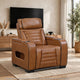 Cyrus Power Recliner |Heat Massage, USB Ports, LED | Brown Leather