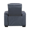 Cyrus Power Recliner |Heat Massage, USB Ports, LED | Blue Leather