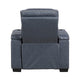 Cyrus Power Recliner |Heat Massage, USB Ports, LED | Blue Leather