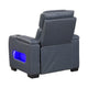 Cyrus Power Recliner |Heat Massage, USB Ports, LED | Blue Leather
