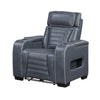 Cyrus Power Recliner |Heat Massage, USB Ports, LED | Blue Leather