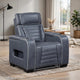 Cyrus Power Recliner |Heat Massage, USB Ports, LED | Blue Leather