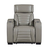 Cyrus Power Recliner | Heat Massage, USB Ports, LED | Gray Leather