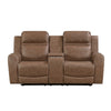 Berty Double Reclining Loveseat | Console and Cup Holders | Brown Fabric