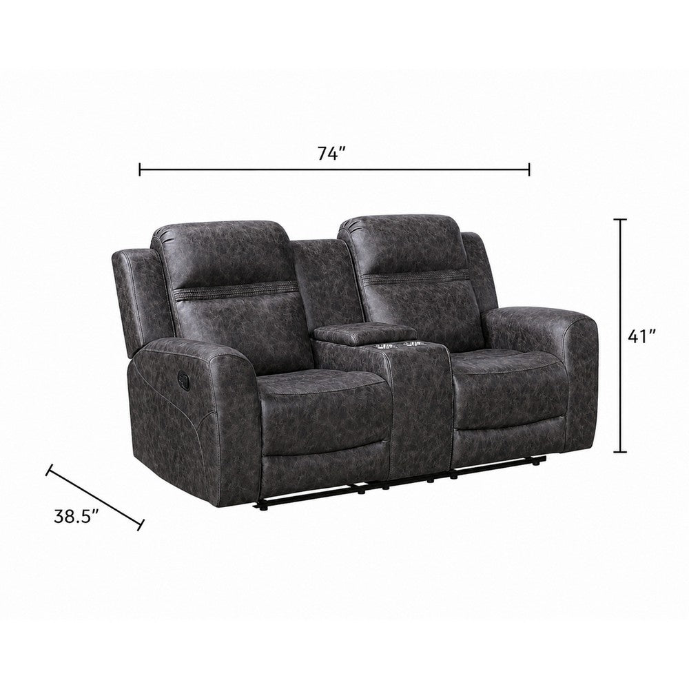 Berty Double Reclining Loveseat | Console and Cup Holders | Brown Fabric