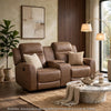 Berty Double Reclining Loveseat | Console and Cup Holders | Brown Fabric