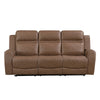 Berty Double Reclining Sofa | Tab Pull | Metal Frame | Brown Microfiber