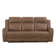 Berty Double Reclining Sofa | Tab Pull | Metal Frame | Brown Microfiber