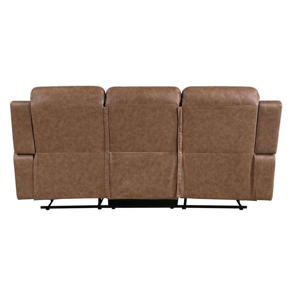 Berty Double Reclining Sofa | Tab Pull | Metal Frame | Brown Microfiber