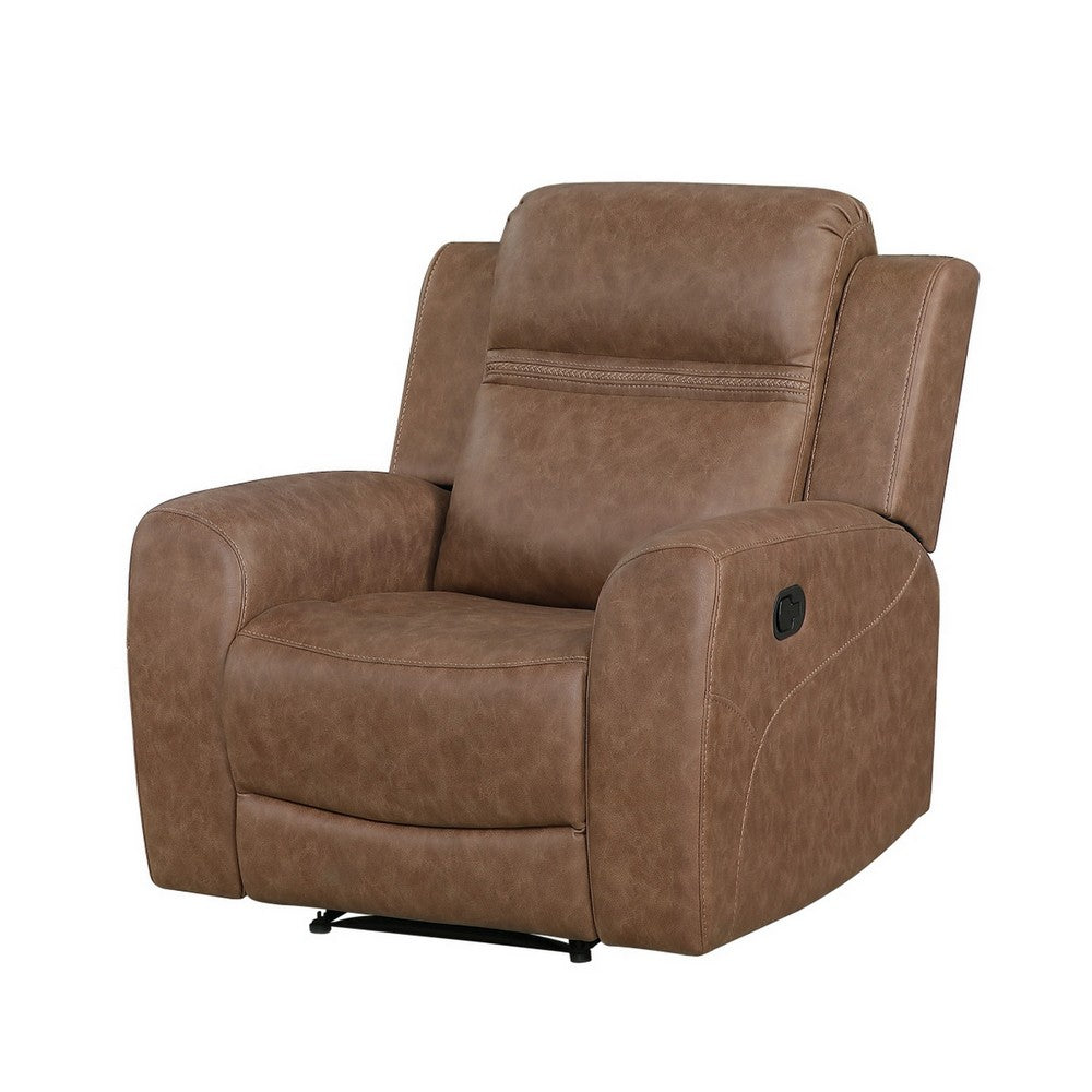 Berty Manual Reclining Chair | Wall Hugger Design | Brown Microfiber