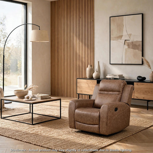 Berty Manual Reclining Chair | Wall Hugger Design | Brown Microfiber
