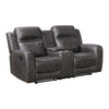 Berty Double Reclining Loveseat | Console and Cup Holders | Gray Fabric
