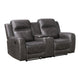 Berty Double Reclining Loveseat | Console and Cup Holders | Gray Fabric