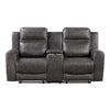 Berty Double Reclining Loveseat | Console and Cup Holders | Gray Fabric