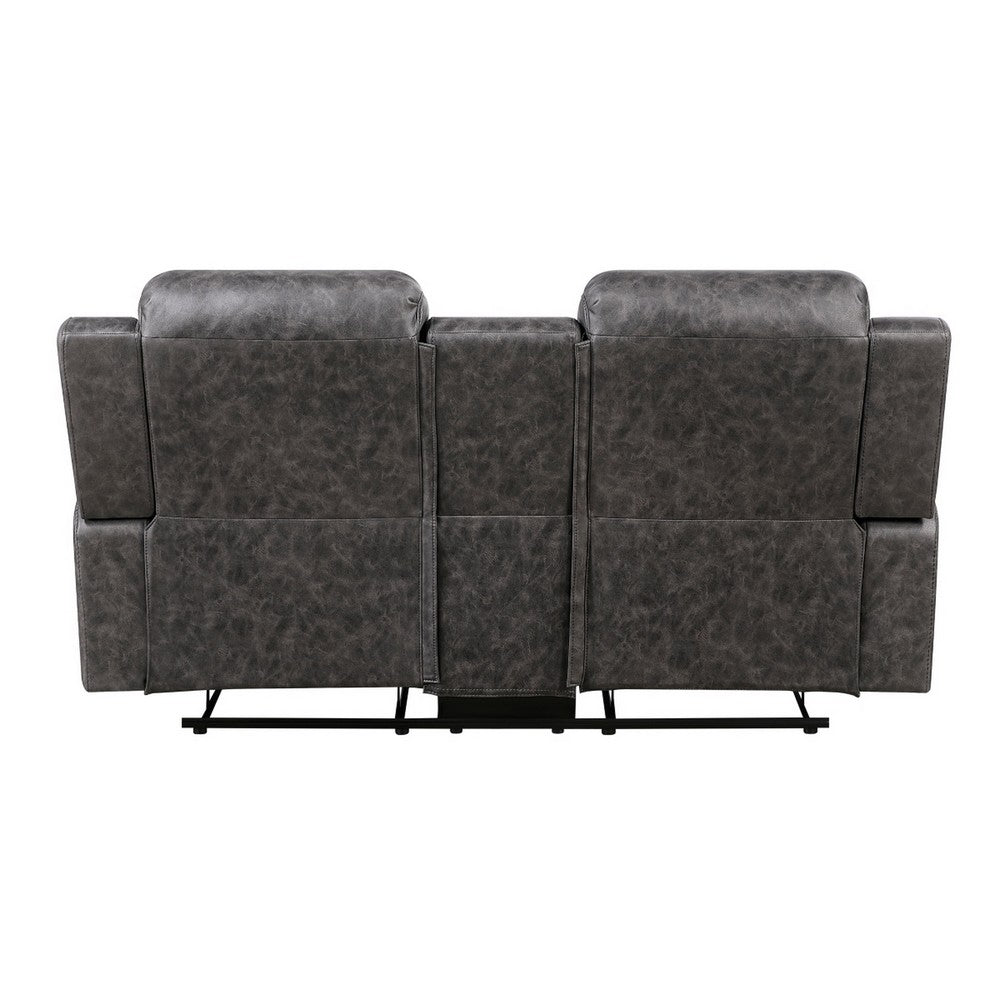Berty Double Reclining Loveseat | Console and Cup Holders | Gray Fabric