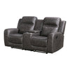 Berty Double Reclining Loveseat | Console and Cup Holders | Gray Fabric