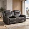 Berty Double Reclining Loveseat | Console and Cup Holders | Gray Fabric