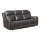 Berty Double Reclining Sofa | Tab Pull | Metal Frame | Gray Microfiber