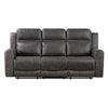 Berty Double Reclining Sofa | Tab Pull | Metal Frame | Gray Microfiber