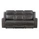 Berty Double Reclining Sofa | Tab Pull | Metal Frame | Gray Microfiber