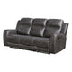 Berty Double Reclining Sofa | Tab Pull | Metal Frame | Gray Microfiber