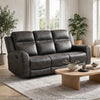Berty Double Reclining Sofa | Tab Pull | Metal Frame | Gray Microfiber