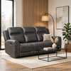 Berty Double Reclining Sofa | Tab Pull | Metal Frame | Gray Microfiber
