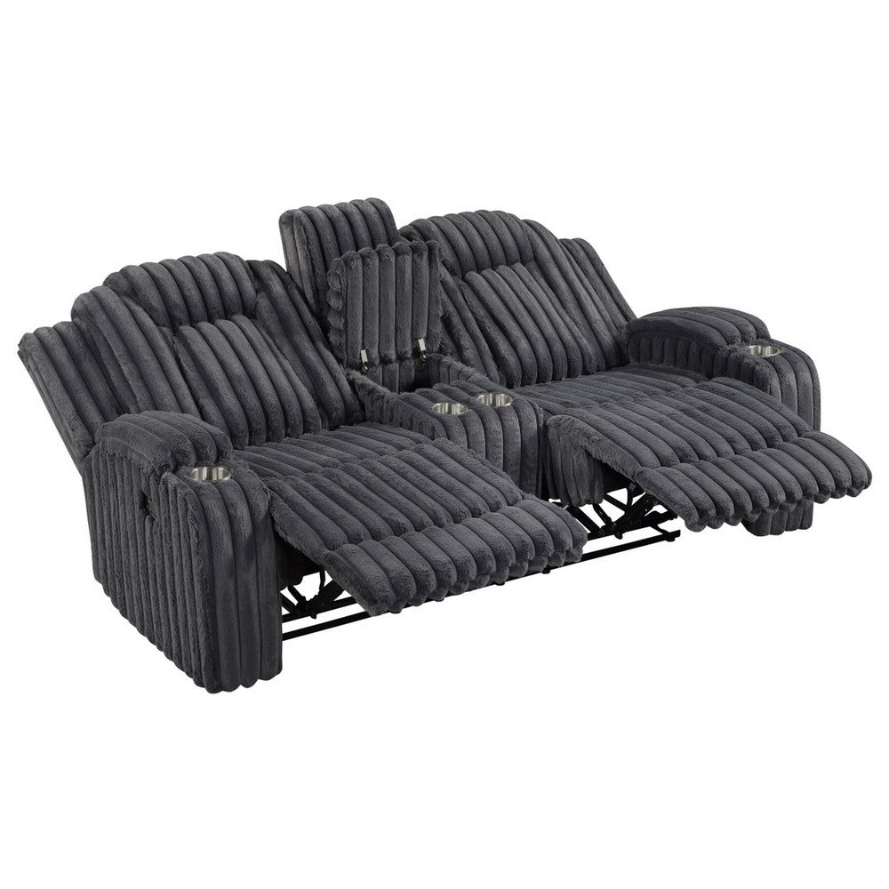 Phil Reclining Loveseat | Console and Cup Holders | Dark Gray Corduroy