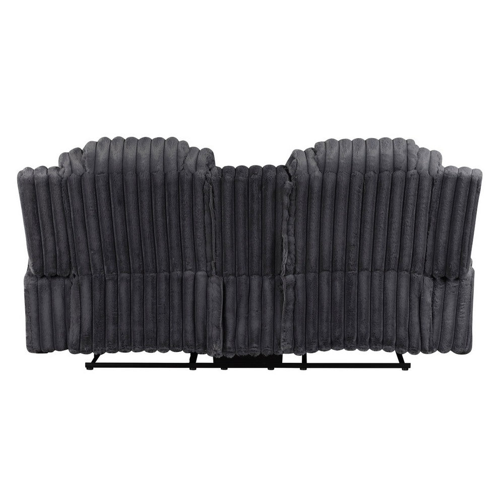 Phil Reclining Loveseat | Console and Cup Holders | Dark Gray Corduroy