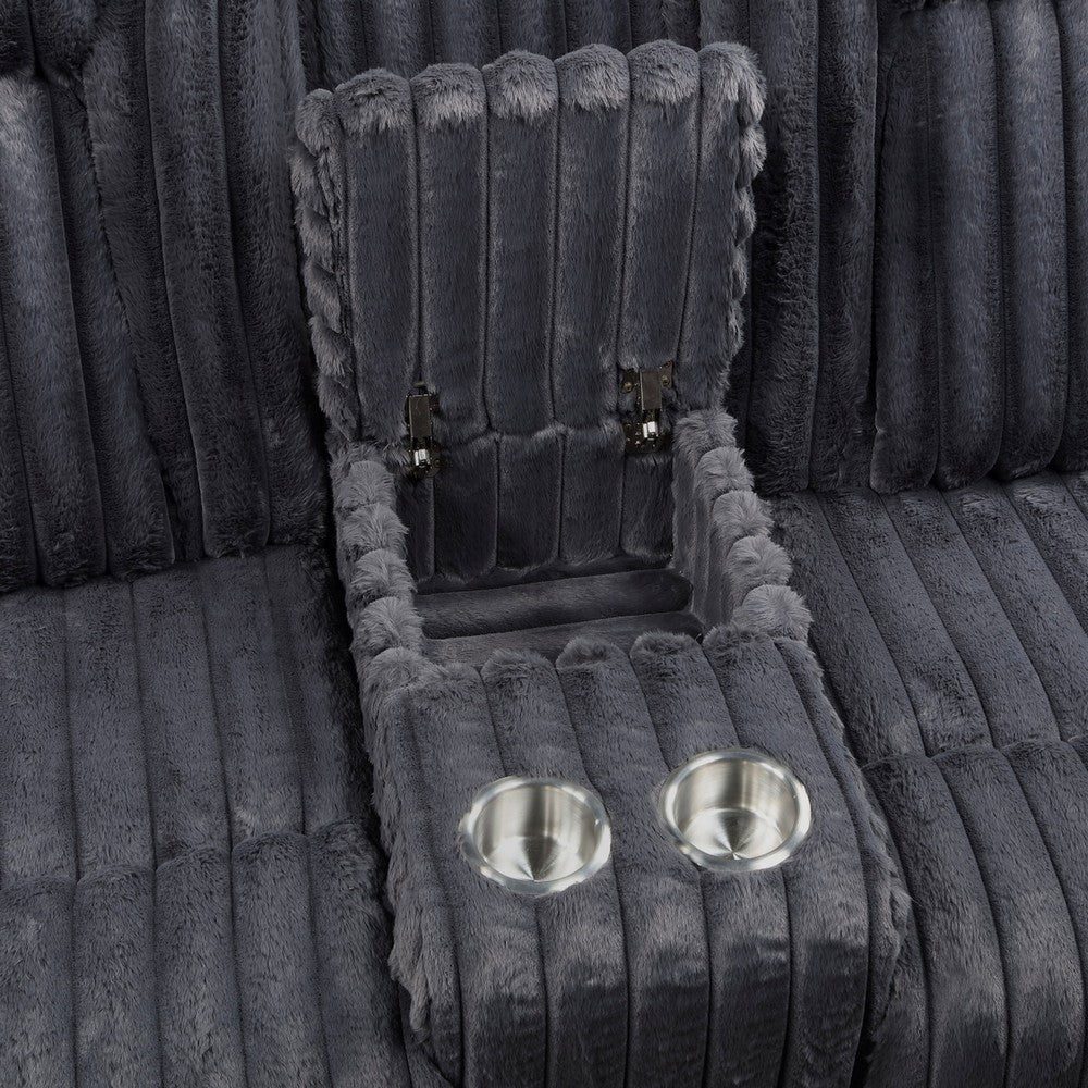 Phil Reclining Loveseat | Console and Cup Holders | Dark Gray Corduroy