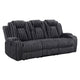 Phil Reclining Sofa with Tab Pull | Cup Holders | Dark Gray Corduroy
