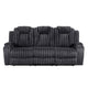 Phil Reclining Sofa with Tab Pull | Cup Holders | Dark Gray Corduroy