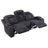 Phil Reclining Sofa with Tab Pull | Cup Holders | Dark Gray Corduroy