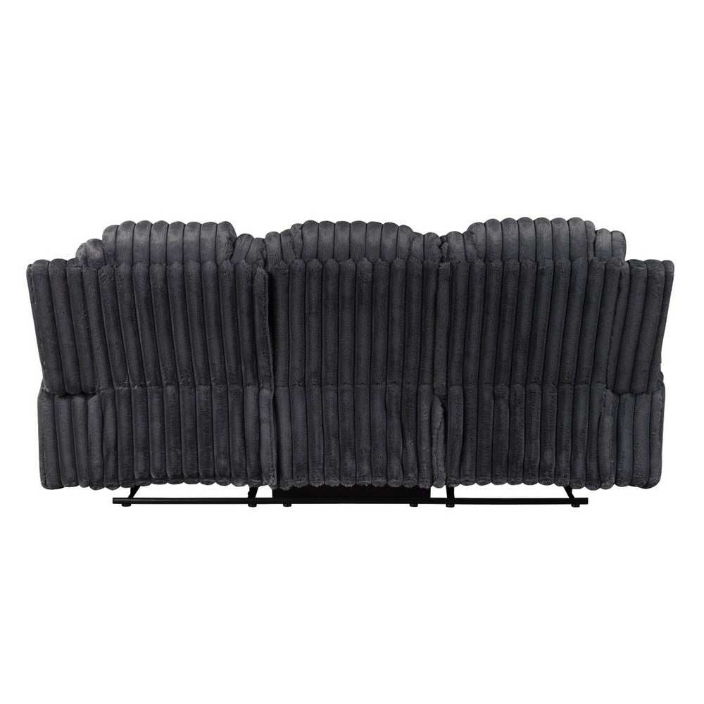 Phil Reclining Sofa with Tab Pull | Cup Holders | Dark Gray Corduroy
