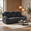 Phil Reclining Sofa with Tab Pull | Cup Holders | Dark Gray Corduroy