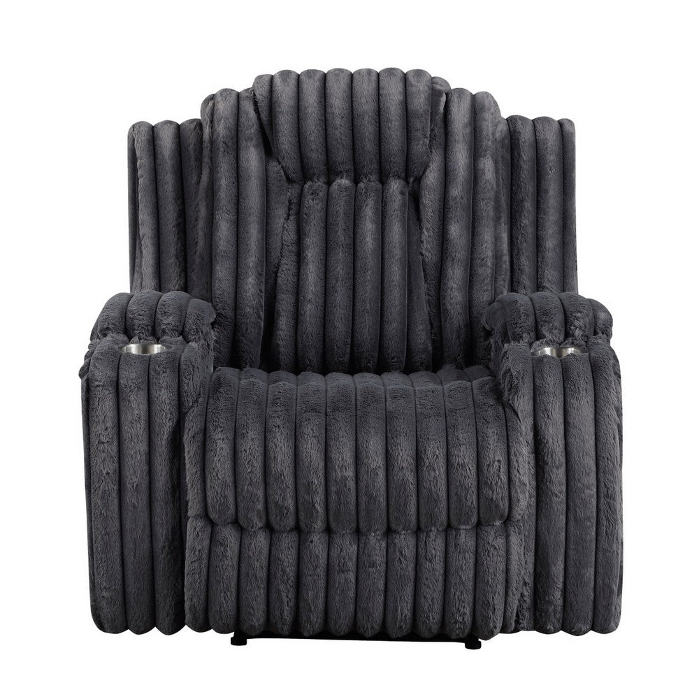 Phil Tab-Pull Recliner Chair with Cup Holders | Dark Gray Corduroy