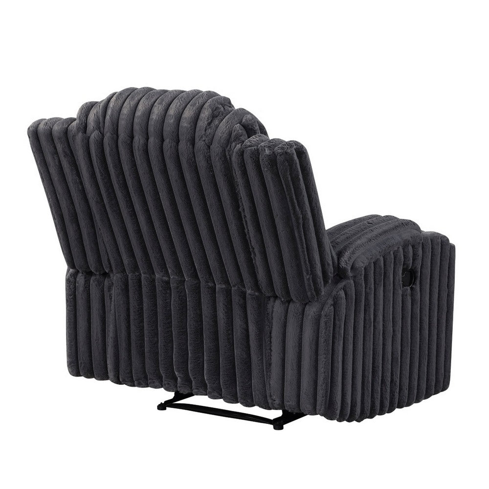 Phil Tab-Pull Recliner Chair with Cup Holders | Dark Gray Corduroy