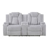 Phil Reclining Loveseat | Console and Cup Holders | Light Gray Corduroy