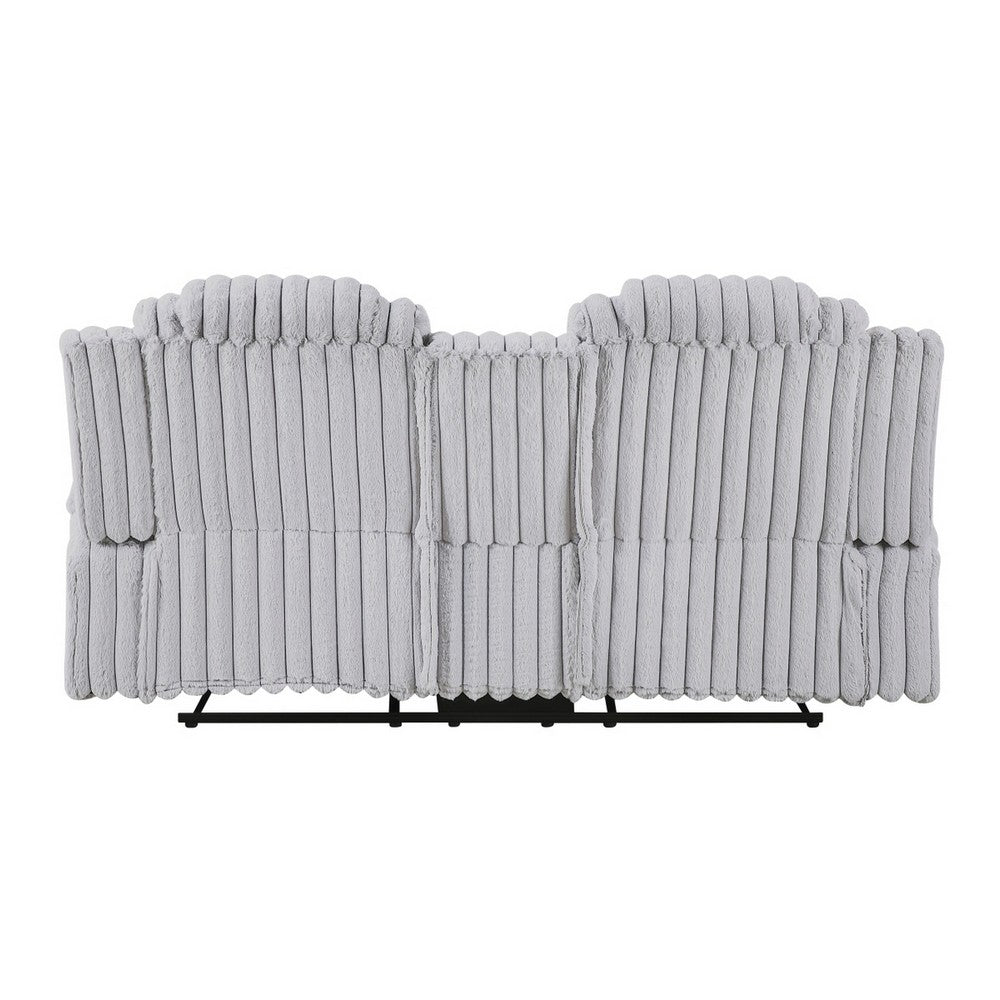 Phil Reclining Loveseat | Console and Cup Holders | Light Gray Corduroy
