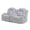 Phil Reclining Loveseat | Console and Cup Holders | Light Gray Corduroy