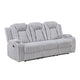 Phil Reclining Sofa with Tab Pull | Cup Holders | Light Gray Corduroy