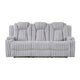 Phil Reclining Sofa with Tab Pull | Cup Holders | Light Gray Corduroy