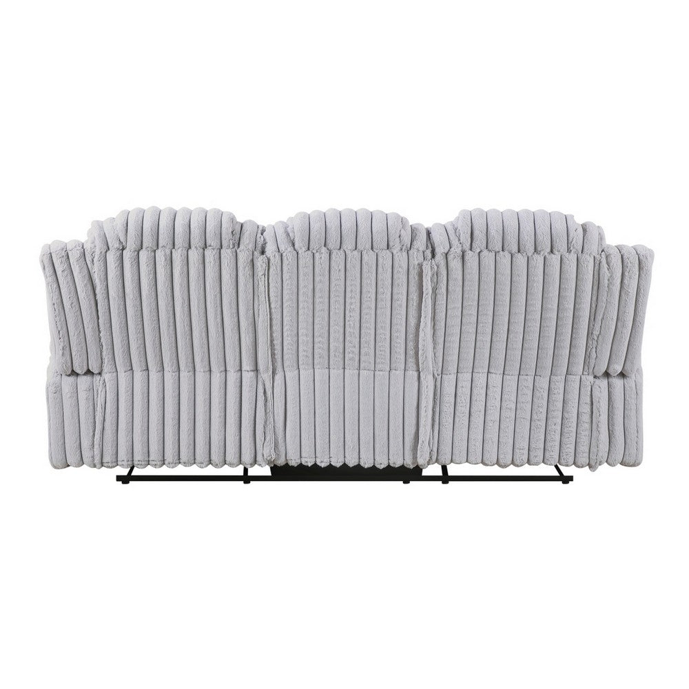 Phil Reclining Sofa with Tab Pull | Cup Holders | Light Gray Corduroy